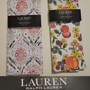 USA + FRUIT HIGH QUALITY RALPH LAUREN KITCHEN TOWELS PEACH PLUM CHERRY NEW NWT